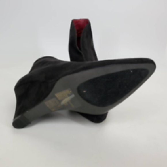 Express Womens Ankle Boots Booties Black Wedge Heels Pointed Toe Pull Ons 8 - Picture 4 of 10